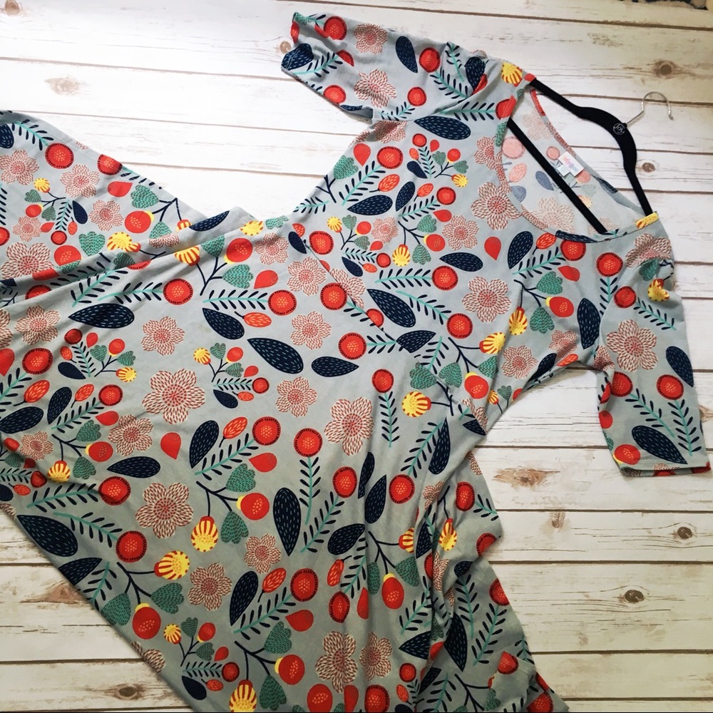 LULAROE 2X Ana Maxi Dress Boho Print Blue Floral